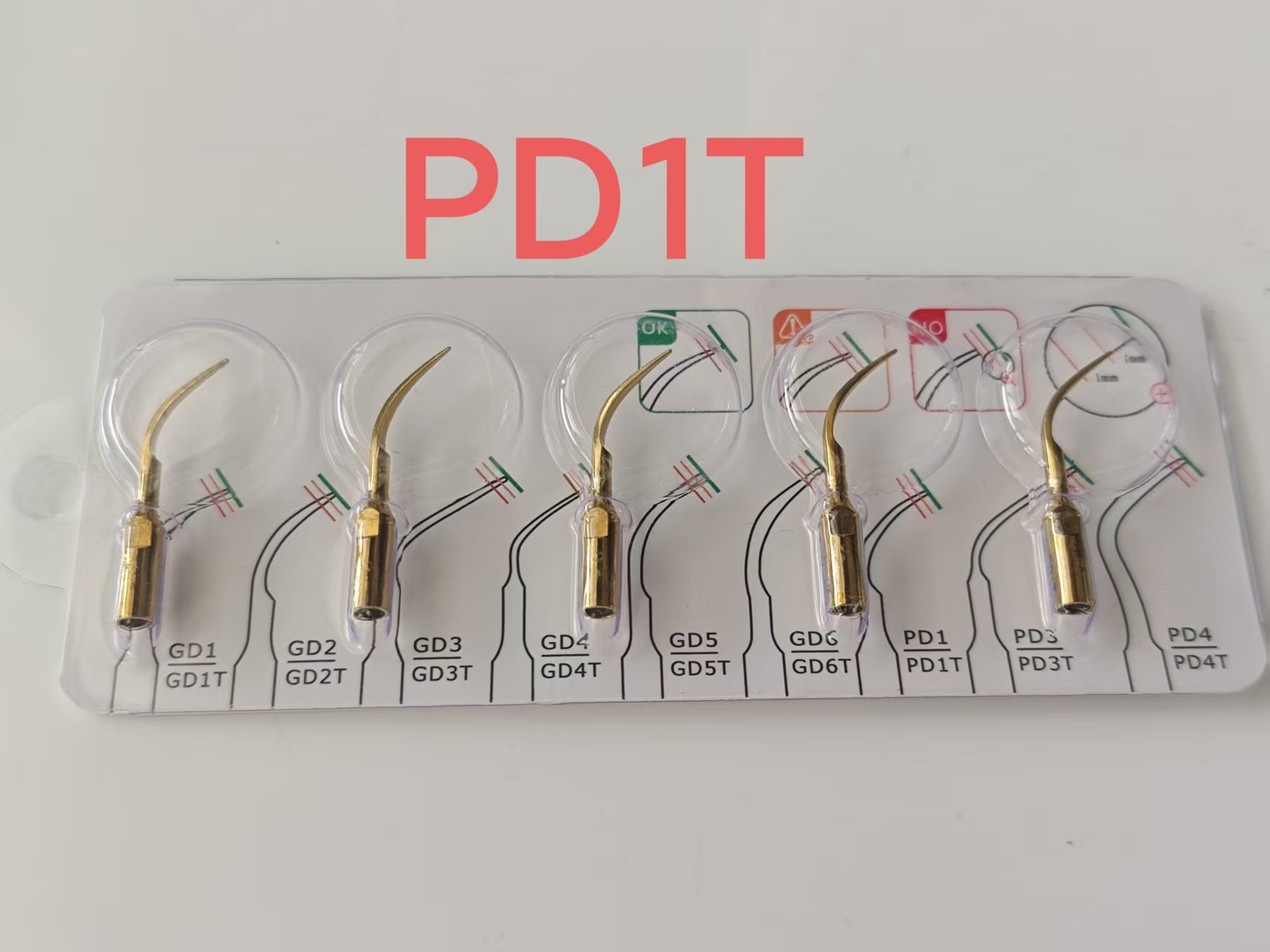 Dental Scaler Ultrasonic - 5 adet titanyum altın diş ultrasonik